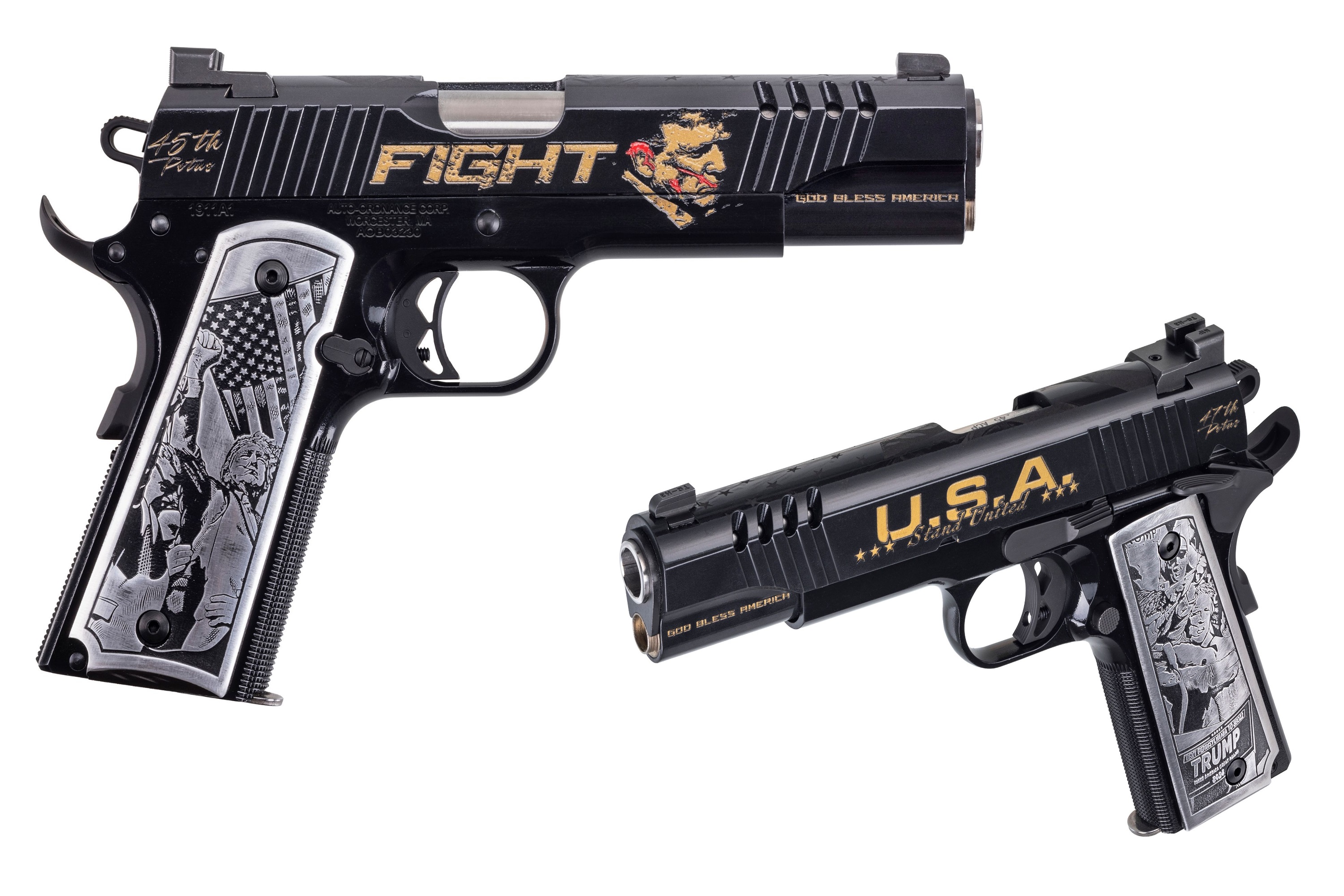 Auto-Ordnance 1911TCAC18R 1911 Trump Fight 45 ACP 5" Graphite Black,Gold & Red Semi-Auto Pistol