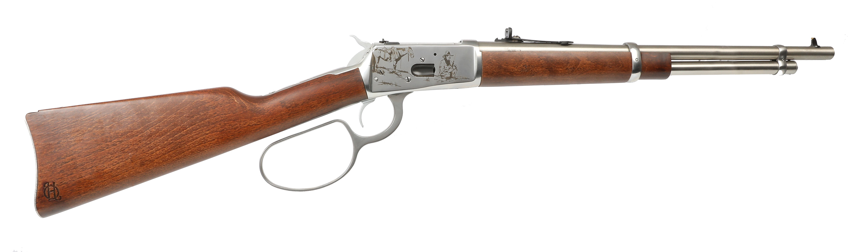 Heritage H92044189-EN2 .44 Mag 18" SS/Hardwood Engraved Lever Rifle - Heritage - 44 Magnum