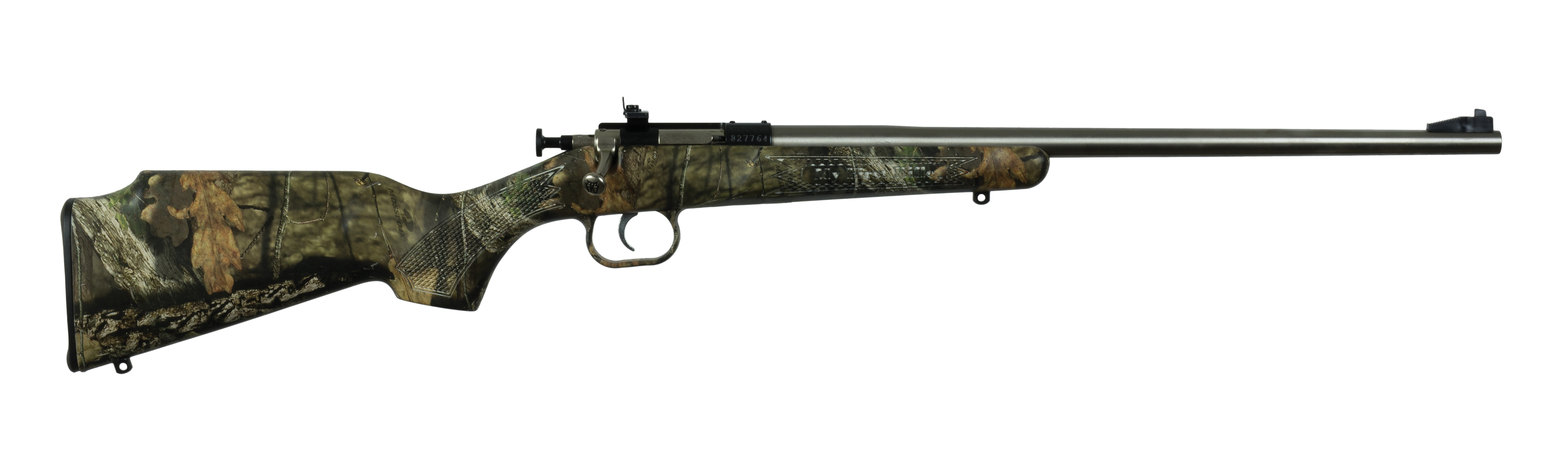 Crickett KSA2166 Youth 22 LR 1rd Capacity, 16.12" Barrel, Fixed/Adjustable Sights, Mossy Oak Break-Up Synthetic Stock, Rebounding Firing Pin Safety