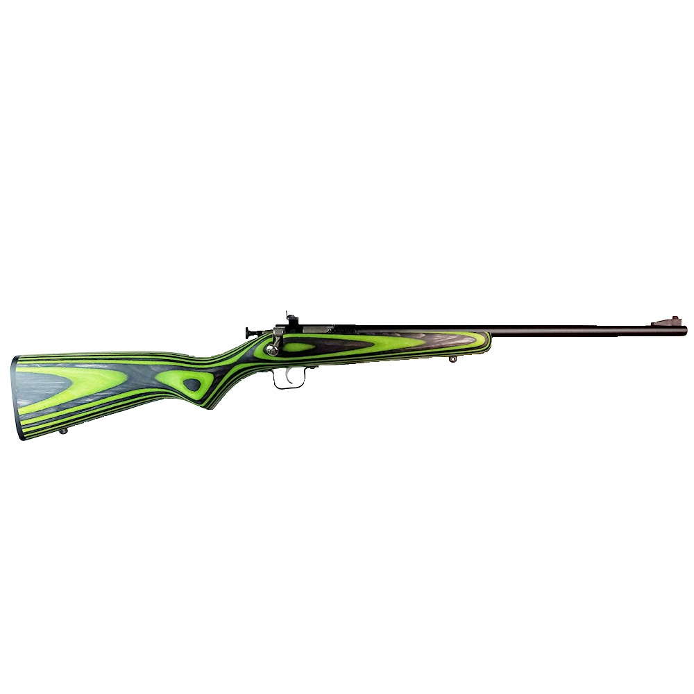 Crickett KSA2231 Youth 22 LR 1rd 16.12" Blued Barrel & Receiver, Fixed Front/Adjustable Rear Peep Sights, Green/Black Laminate Stock w/11.5" LOP, Rebounding Firing Pin Safety
