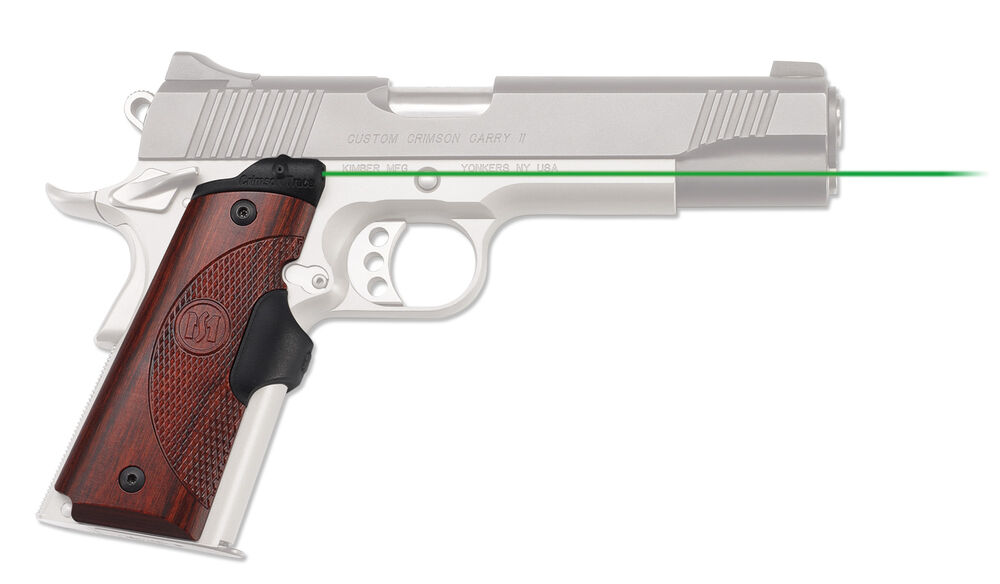 Crimson Trace 01-6530-1 Laser Grip 1911 Full Size Rubber Overmold Wrap Around Front Activation Rosewood LG-901G | GREEN LASER