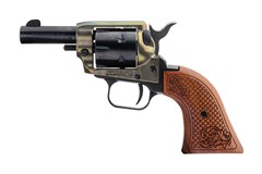 Heritage Manufacturing Barkeep 22 LR 
Item #: HEBK22CH2WBRN10 / MFG Model #: BK22CH2WBRN10 / UPC: 727962704653
BARKEEP 22LR BK/CH 2" WOOD SCROLLED WOOD GRIPS | 6-SHOT