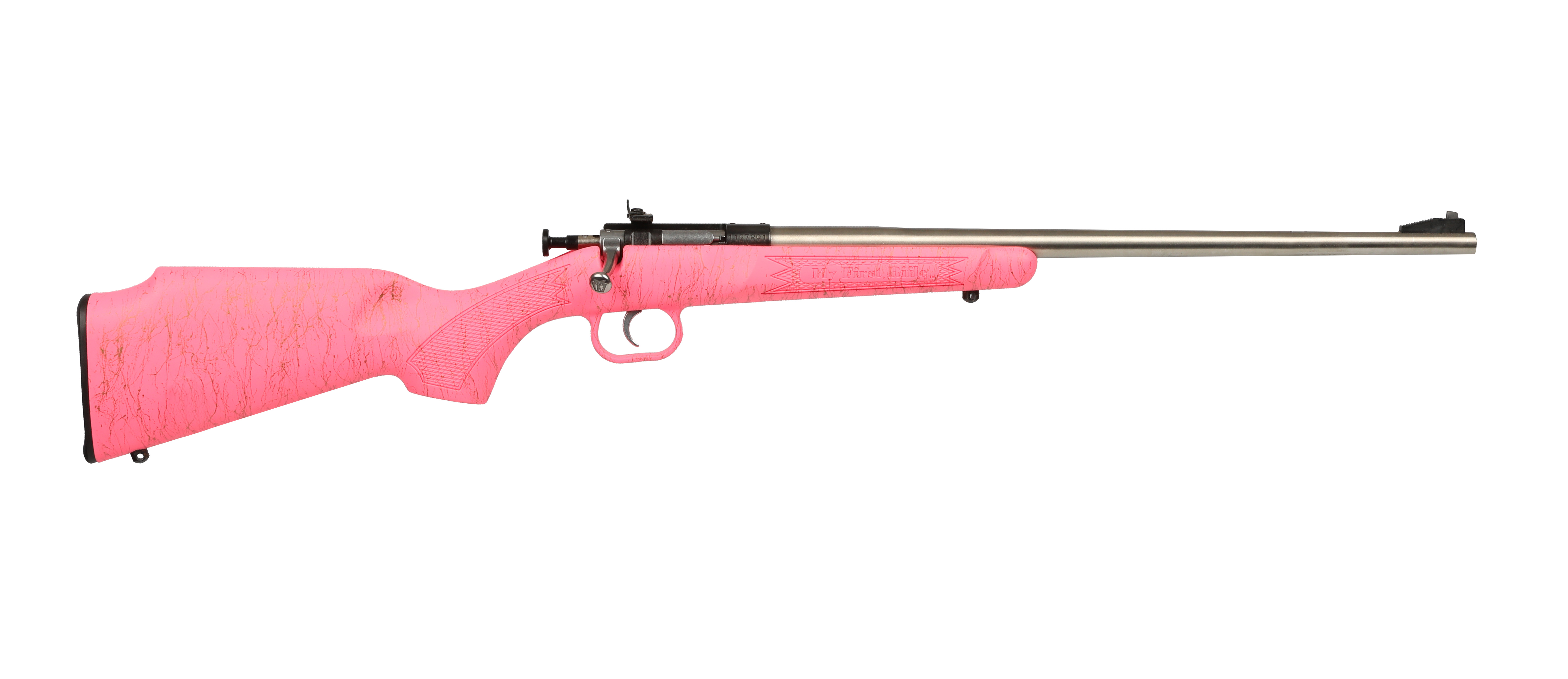 Keystone KSA2441 Crickett 22 LR 16.125" Stainless Rifle Pink/Gold Stock