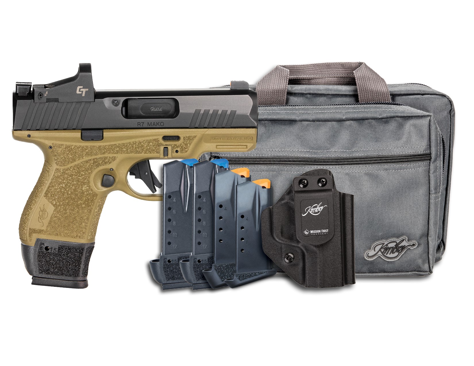 Kimber R7 Mako 9MM Compact Pistol: Crimson Trace, Night Sights, 5 Mags, Holster & Bag