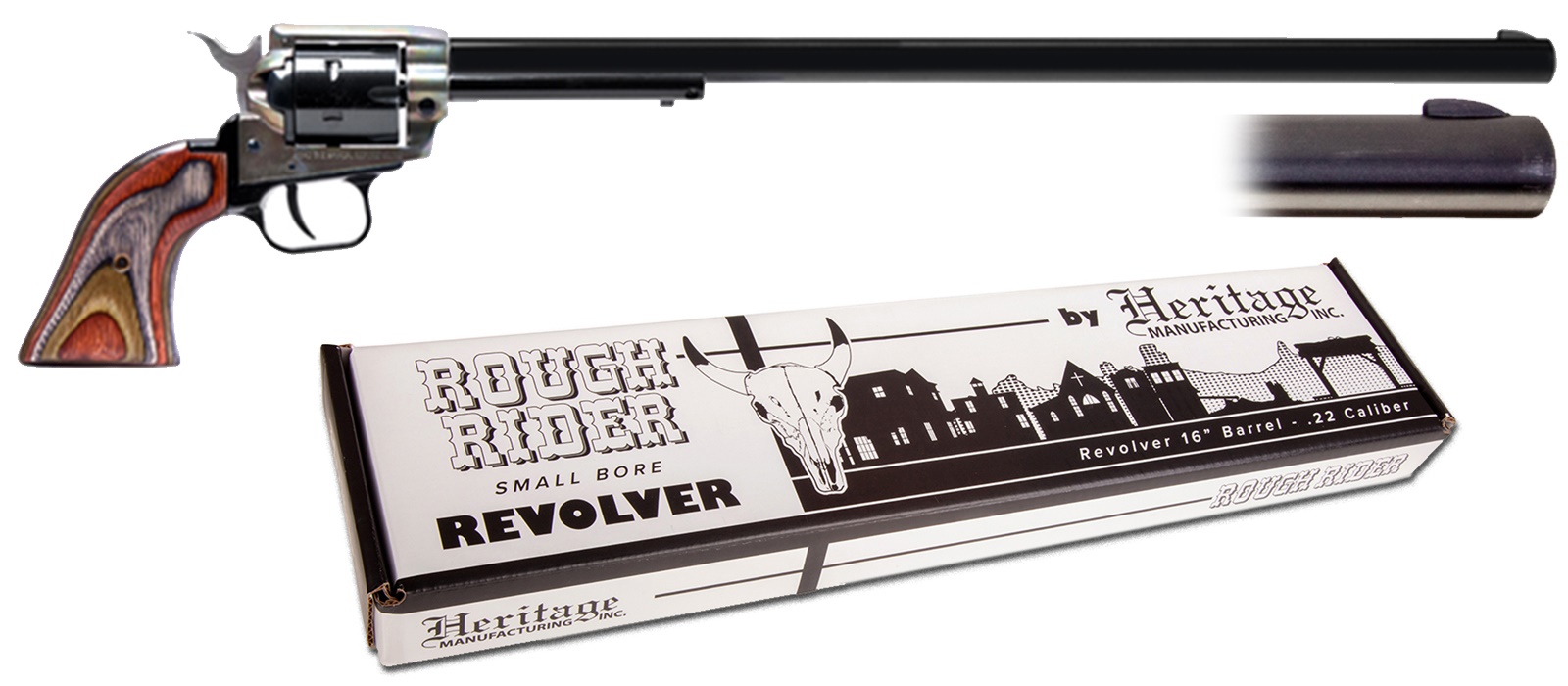 Heritage Rough Rider 22 LR Revolver 16" Barrel Adjustable Sights Black Finish
