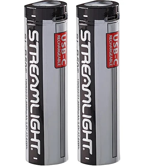 Streamlight SL-B50 USB-C Rechargeable Battery 2 Pack Black & Silver 22112