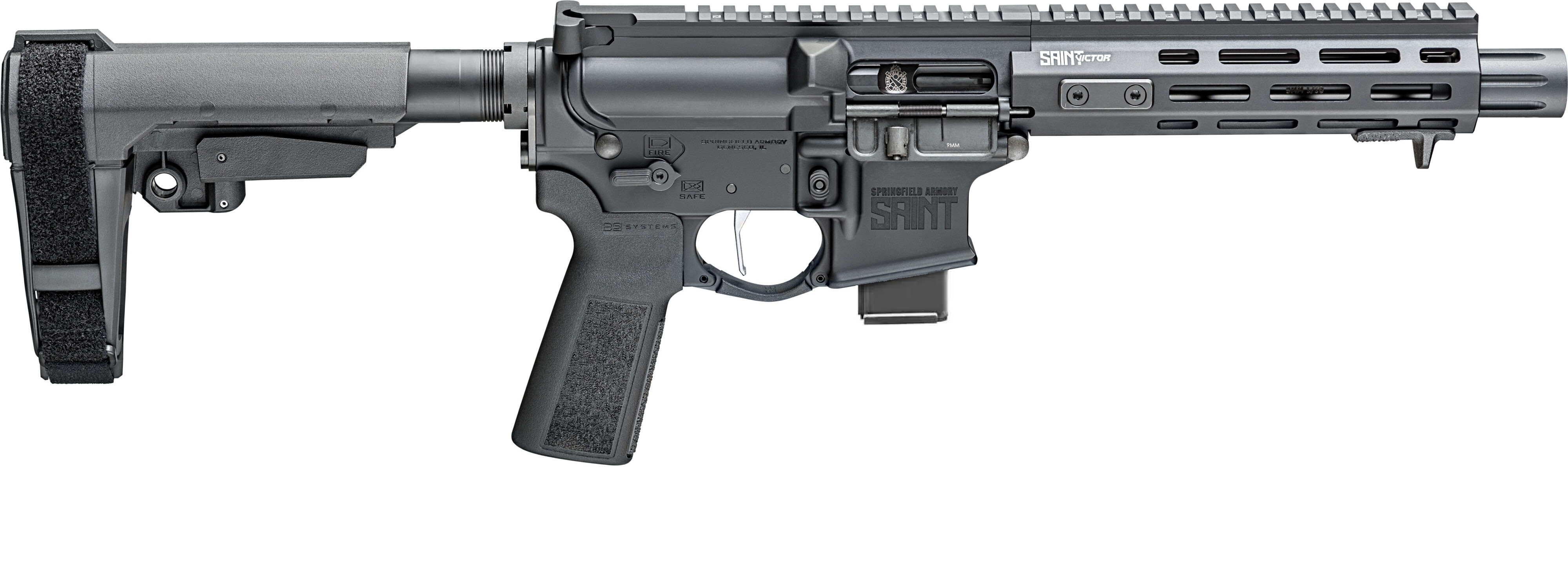 Springfield Armory STV98509BLC Saint Victor Pistol 9mm 10 + 1 Melonite SA 9mm Forward Blast Diverter B5 Systems Type 23 P-Grip M-LOK Free Float HG STV98509BLC  - Springfield Armory - 9mm for sale at TheGunDock