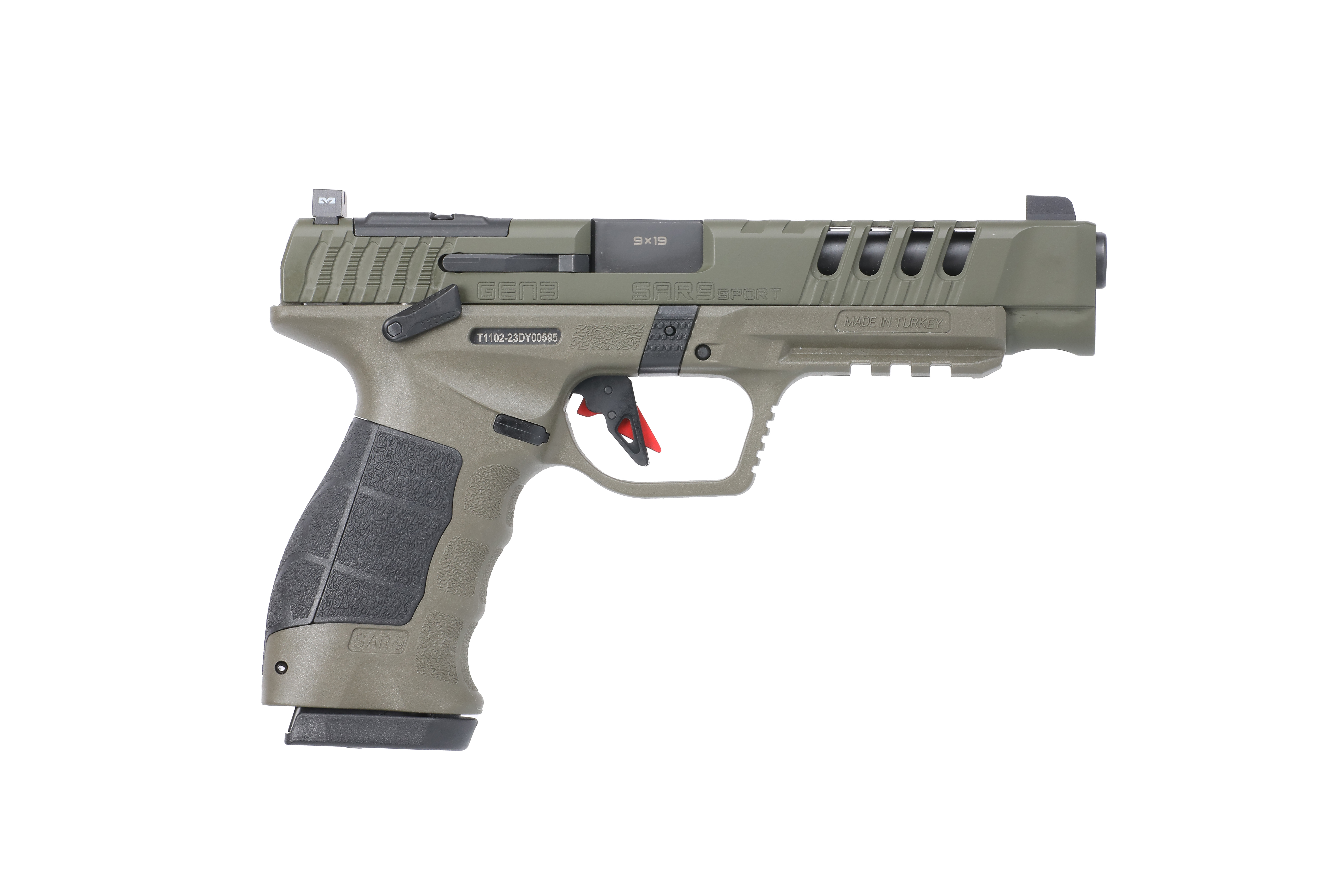 SAR Firearms SAR9SPTG3OD 9mm 5.2" OD Green Semi-Auto Pistol 19+1