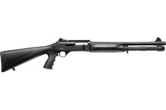 a black and silver rifle