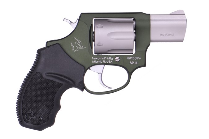 Taurus 856 Ultra Lite 38 Special Revolver - Item #: TA856ODGSUL / MFG Model #: 2-856029ULC20 / UPC: 725327600077 - 856 ULTRA LT 38SP ODG/SS 2"  # 2-856029ULC20|FIXED SGT|6 SHOT