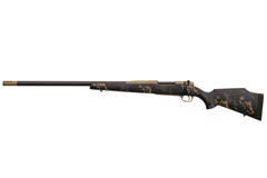 a black and silver rifle