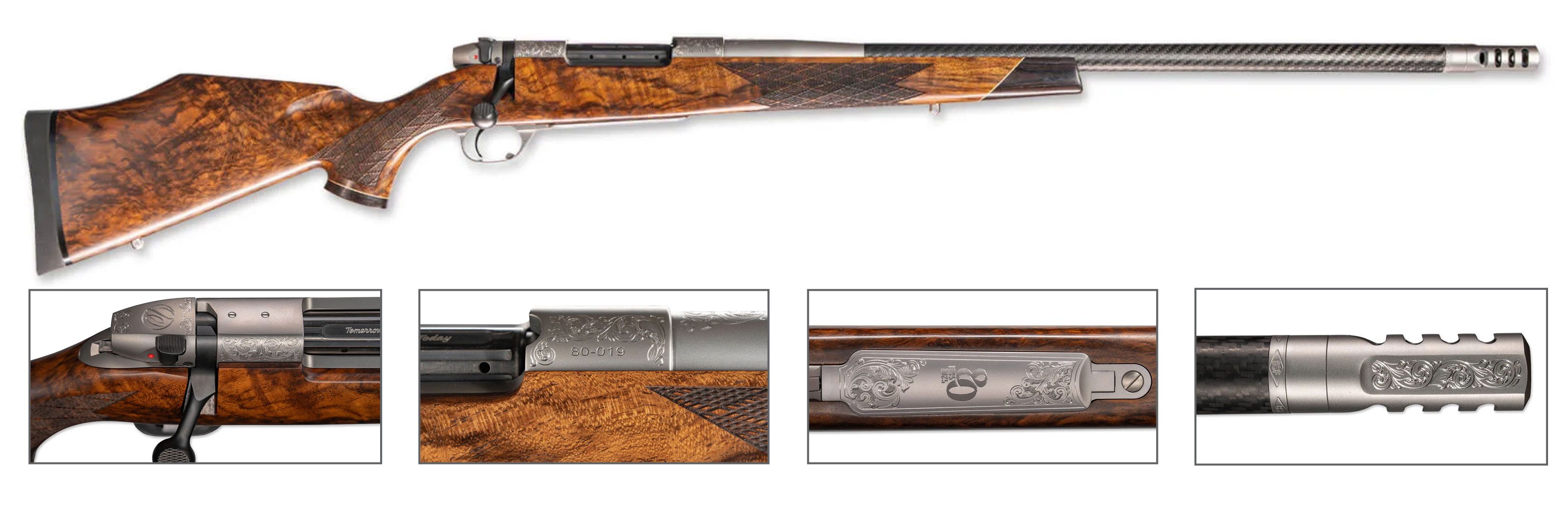 Weatherby MKV80300WR6B Mark V 80th Anniversary 300 WBY Mag 24" Engraved Stainless Steel Rifle