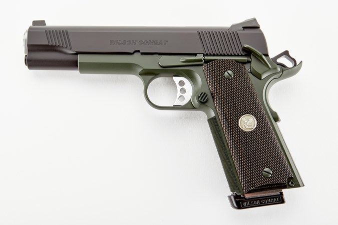 Wilson Combat CA CQB Compact 45 ACP Semi-Auto Pistol - Item #: WCWCQBTACA / MFG Model #: WCQB-T-ACA / UPC:  - CQB 45ACP 5" 8+1 BLK/GRN CA WCQB-T-ACA