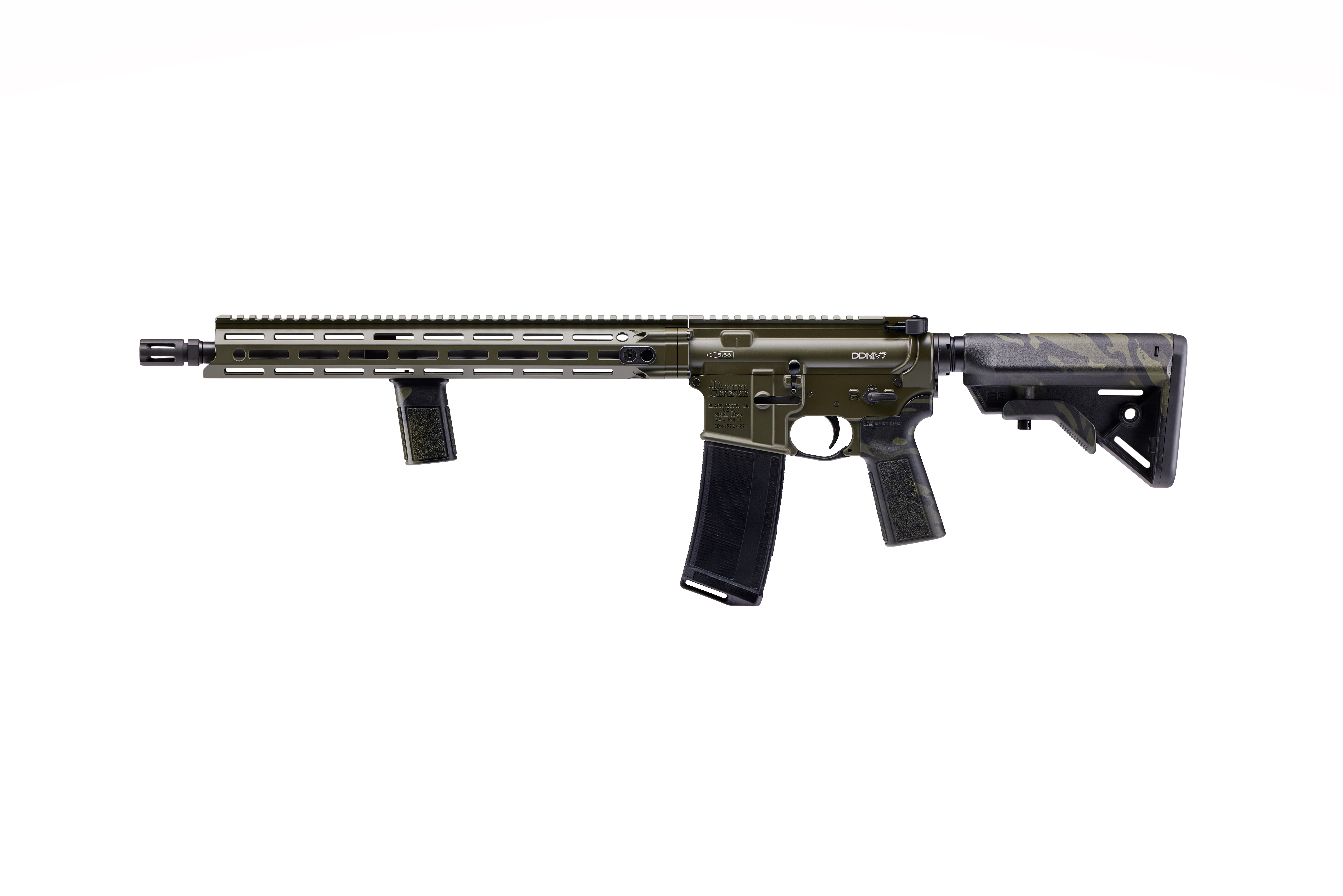 DDM4 V7 AR15 Multi Camo: 16" Barrel, M-LOK Rail, B5 Furniture, 1:7 Twist