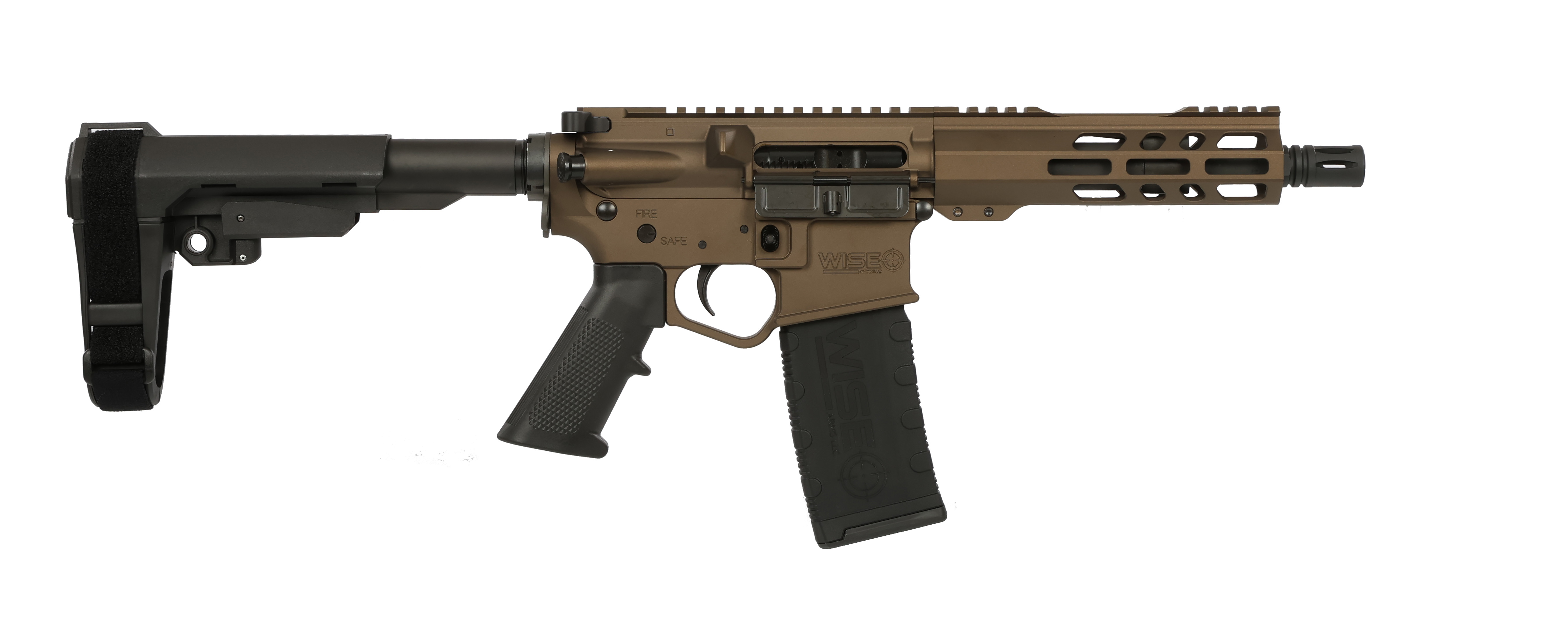 Wise Arms 7.5-556-SBA3-MNB WA-15B 223 Rem | 5.56 NATO 7.5" Midnight Bronze Cerakote Semi-Auto Pistol - Wise Foods, Inc. - 223 Rem | 5.56 NATO for sale at TheGunDock